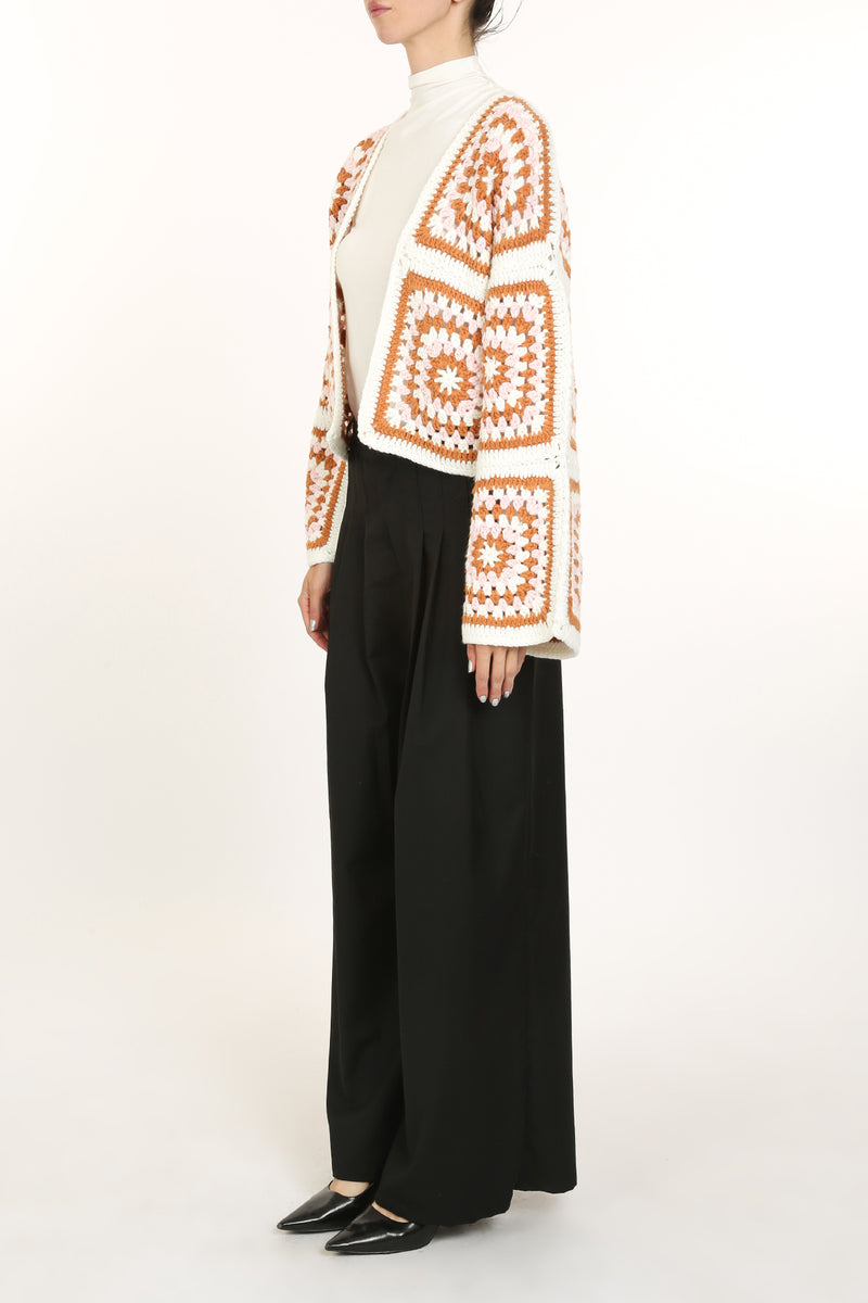 Geometric Floral Crochet Open Knit Cardigan - Shop Beulah Style