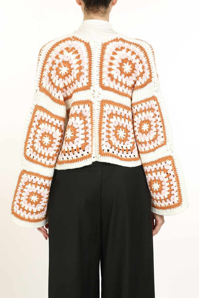 Geometric Floral Crochet Open Knit Cardigan - Shop Beulah Style