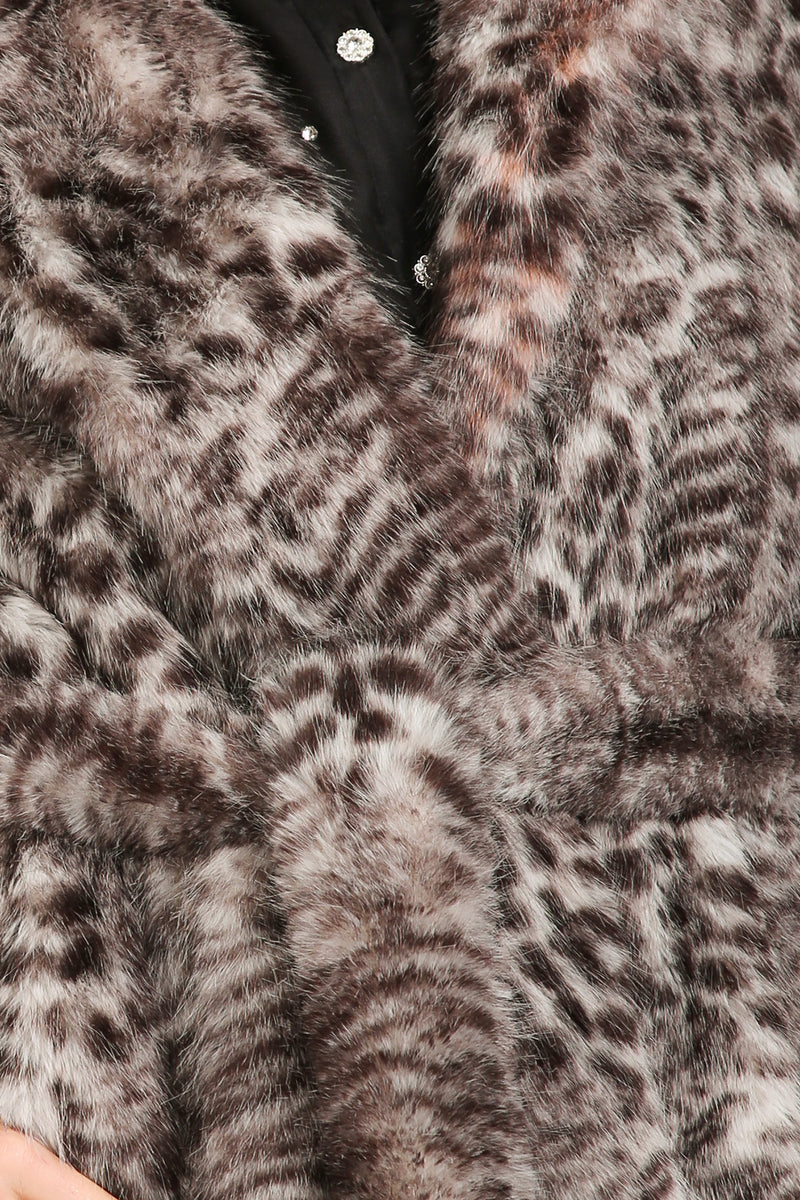 Shayla Leopard Print Belted Faux Fur Open Coat