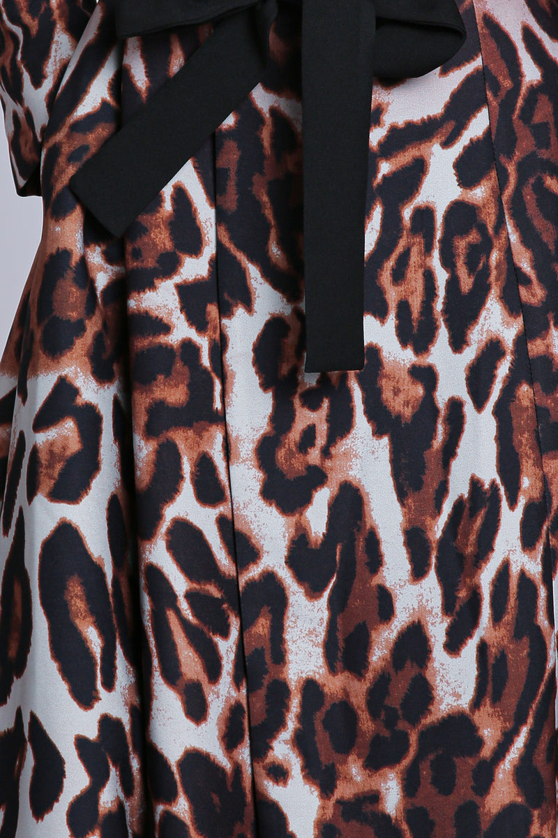 Nicole Leopard Print Gradation Belted Long Coat