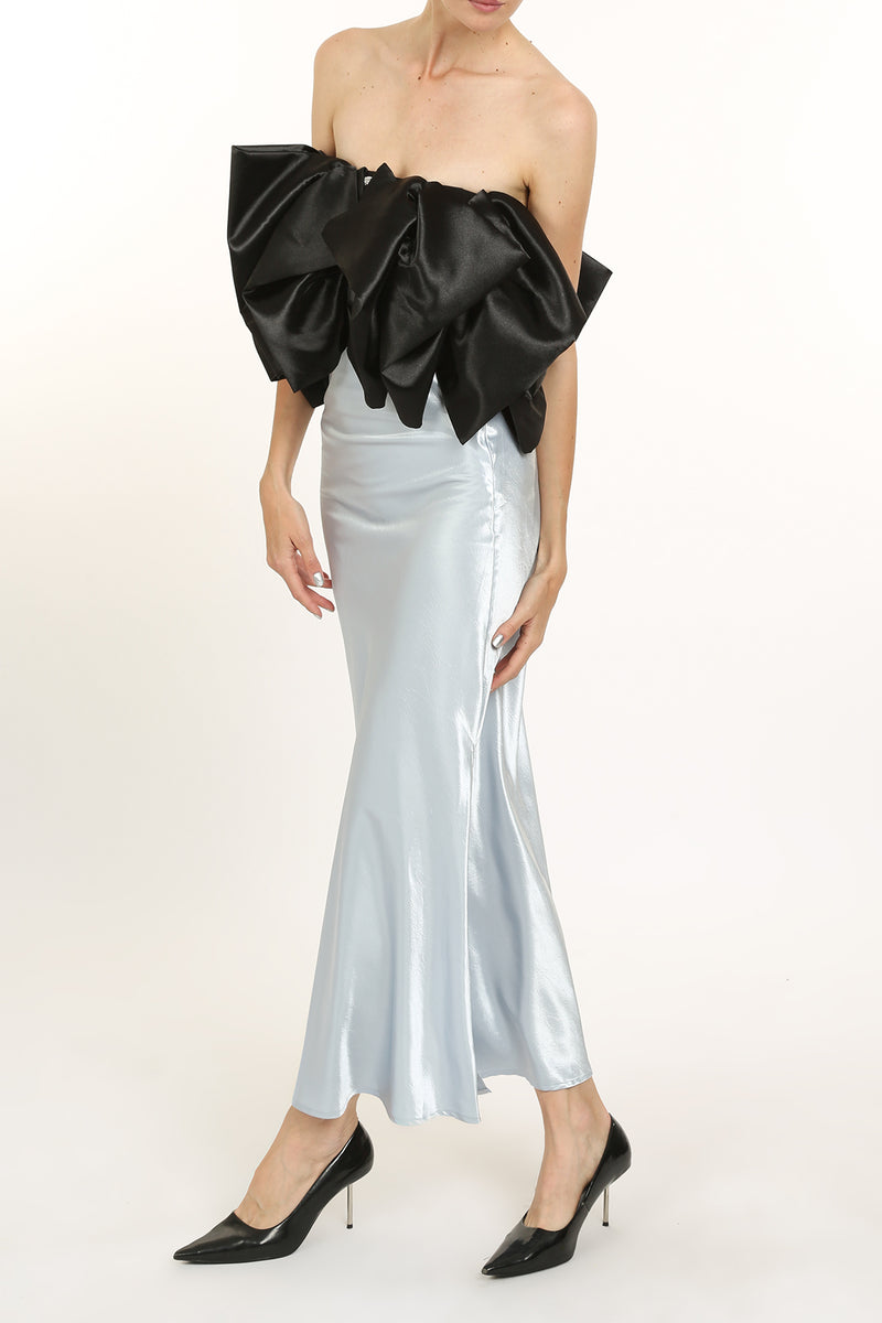 Giselle Crinkled Texture High Waist Satin Maxi Skirt - Shop Beulah Style