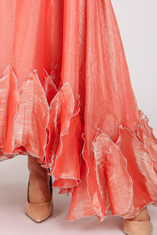 Kalisa Glossy Ruffles Tulle Detail High-Waisted Maxi Skirt - Shop Beulah Style