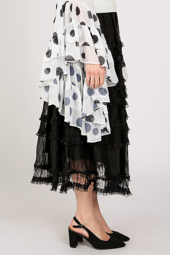 Caroline Tiered Embroidered Mesh Sheer Maxi Skirt - Shop Beulah Style