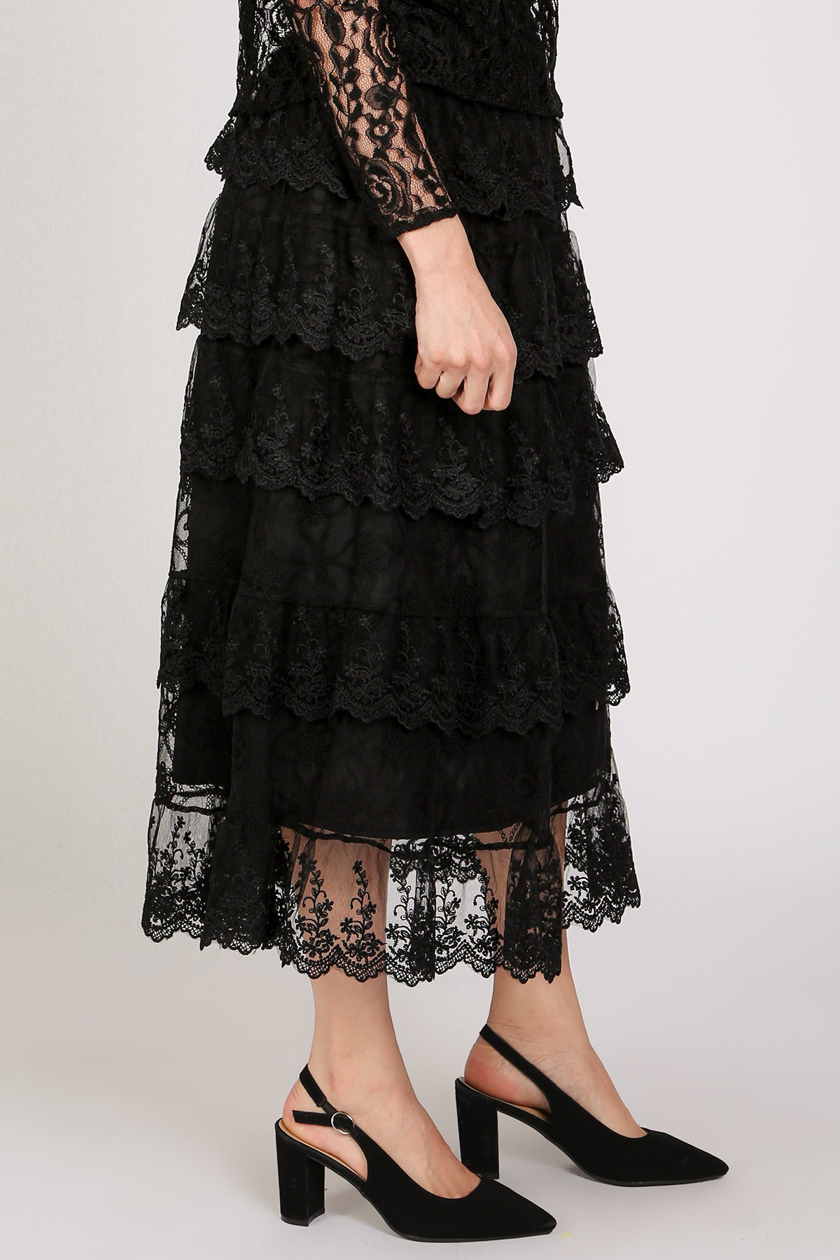 Evan Floral Embroidered Tiered Sheer Maxi Skirt - Shop Beulah Style