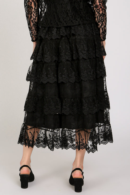 Evan Floral Embroidered Tiered Sheer Maxi Skirt - Shop Beulah Style