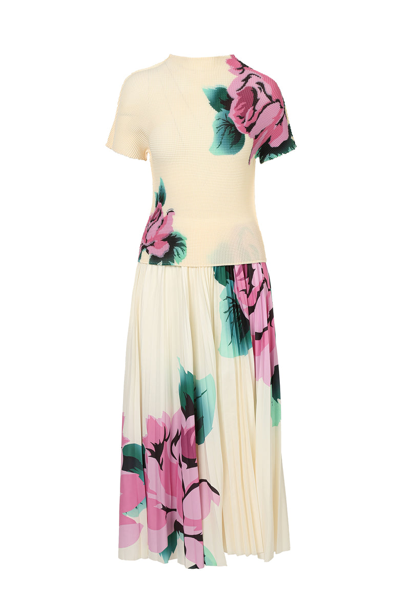 Cleo Floral Printed Pleat Top & Skirt Set - Shop Beulah Style