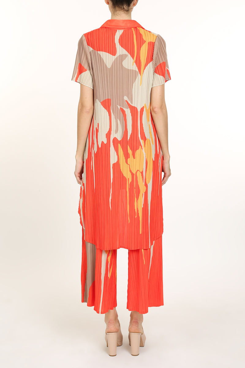 Juno Abstract Printed Pleat Shirt & Pants Set - Shop Beulah Style