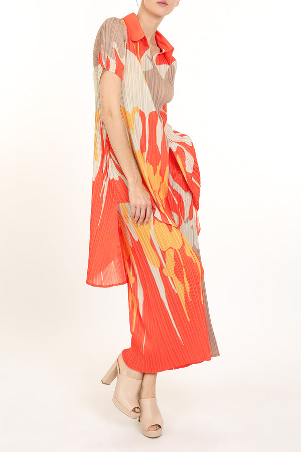 Juno Abstract Printed Pleat Shirt & Pants Set