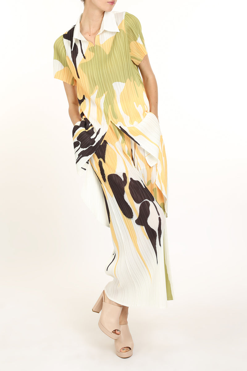 Juno Abstract Printed Pleat Shirt & Pants Set