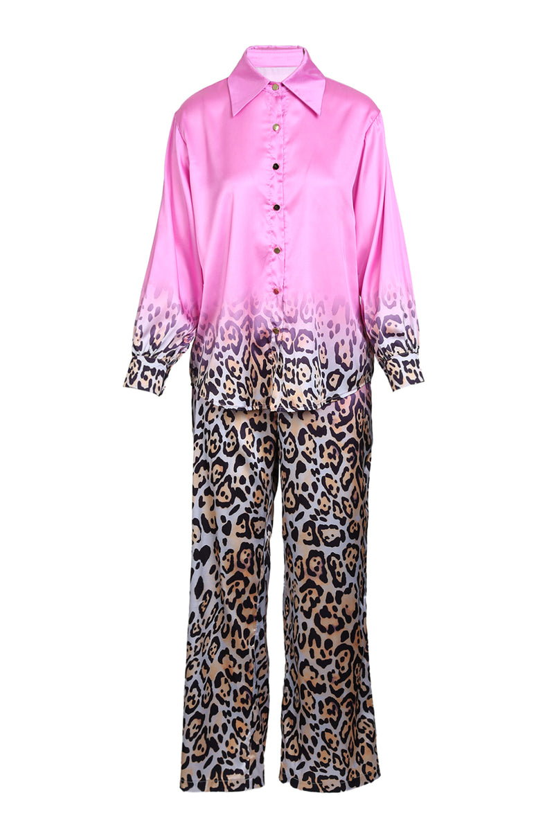 Ciara Leopard Gradation Print Blouse & Pants Set - Shop Beulah Style