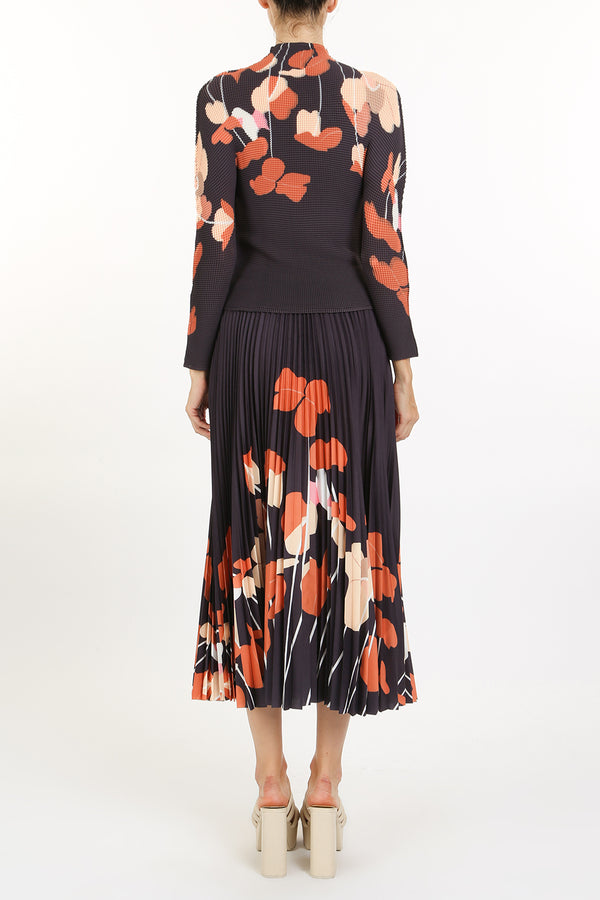 Jasmine Abstract Printed Pleat Top & Skirt Set