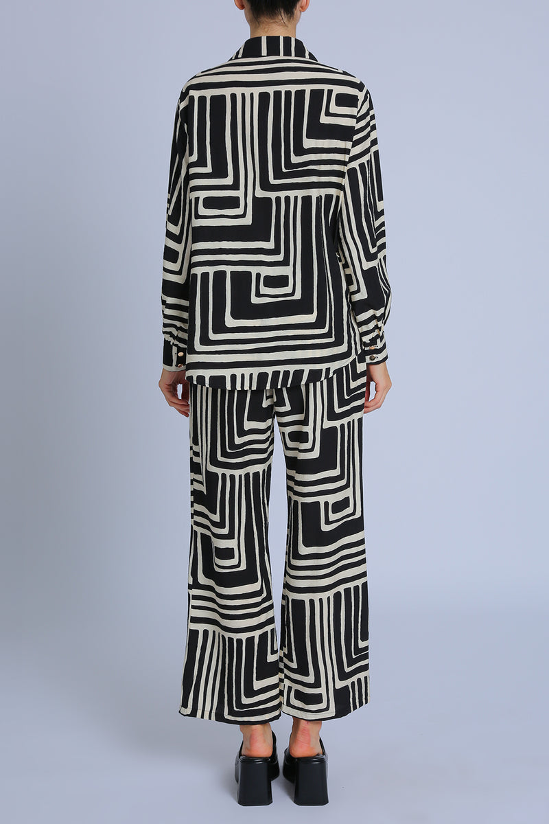 Erica Contrast Geometric Printed Top & Pants Set - Shop Beulah Style