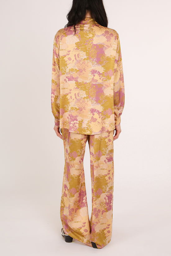 Piper Vintage Printed Satin Shirt & Pants Set - Shop Beulah Style