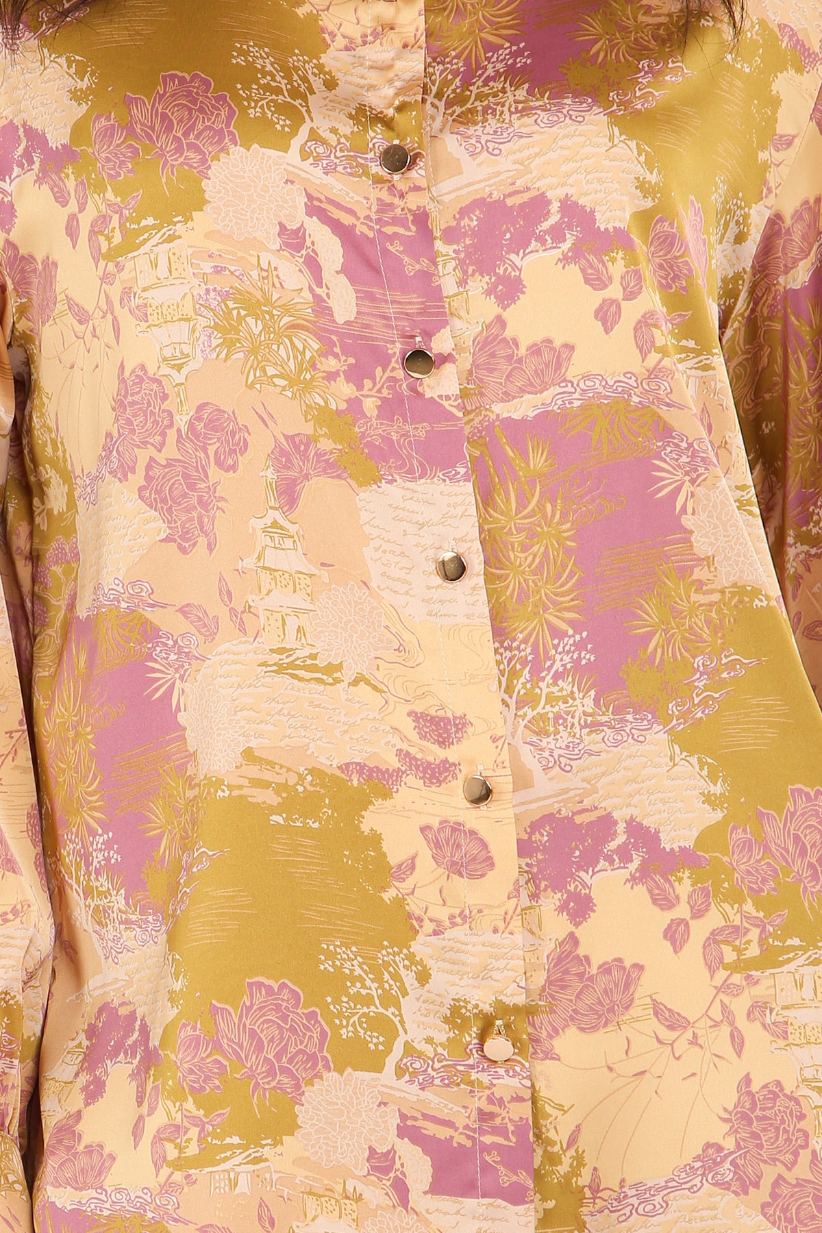 Piper Vintage Printed Satin Shirt & Pants Set - Shop Beulah Style