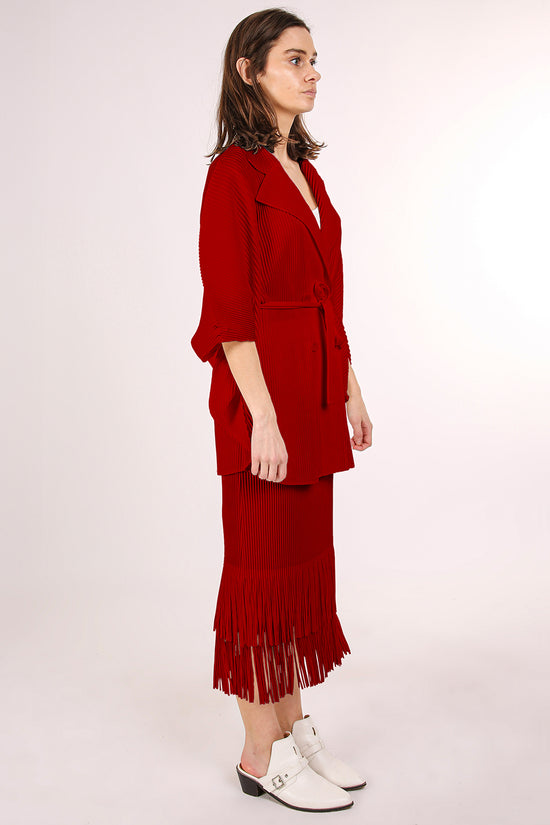 Ruth Belted Pleats Robe & Tiered Fringe Hem Skirt Set