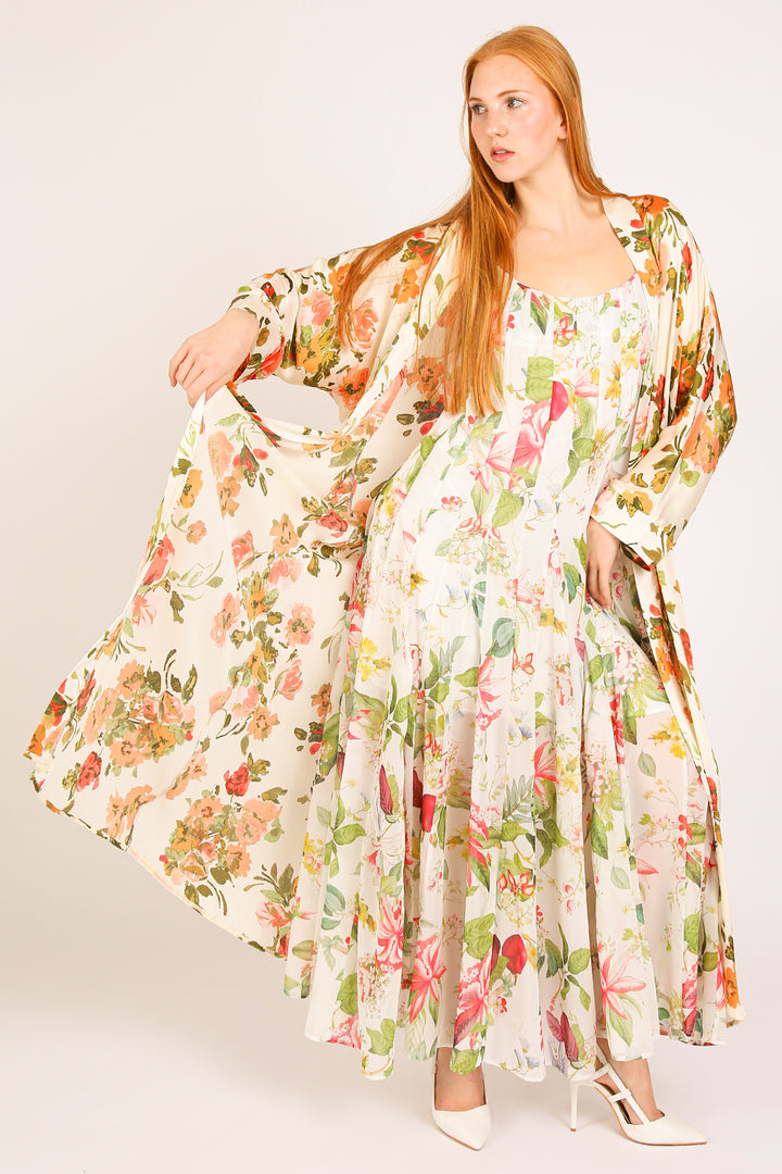 Camila Floral Print Robed Sleeveless Top & Flare Pants