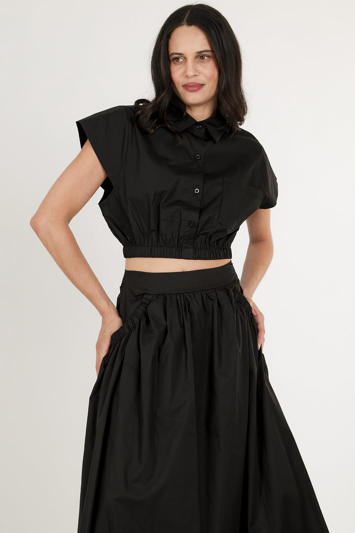 Mira Solid Crop Shirt & A-Line Skirt Set - Shop Beulah Style