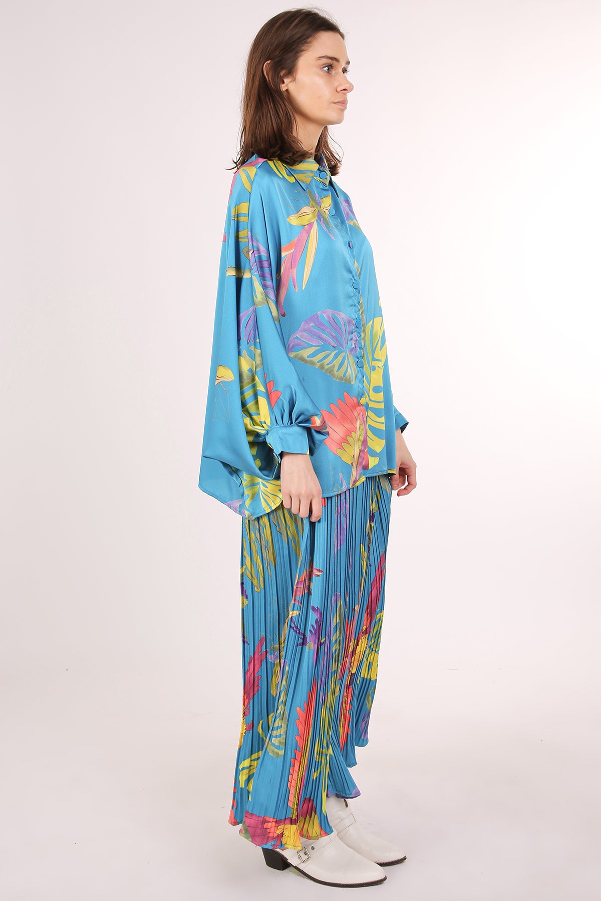 Ambrose Tropical Printed Satin Top & Pants Set - Shop Beulah Style