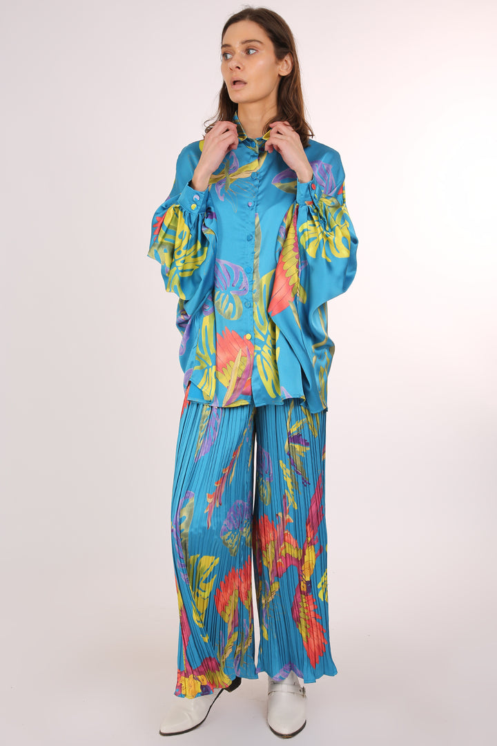 Ambrose Tropical Printed Satin Top & Pants Set - Shop Beulah Style