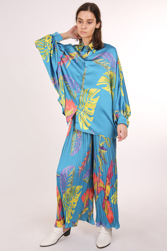 Ambrose Tropical Printed Satin Top & Pants Set - Shop Beulah Style