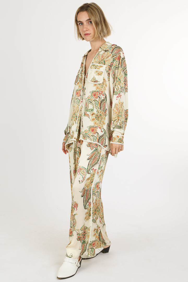 Galvin Floral Paisley Print Shirt & Pants Set - Shop Beulah Style