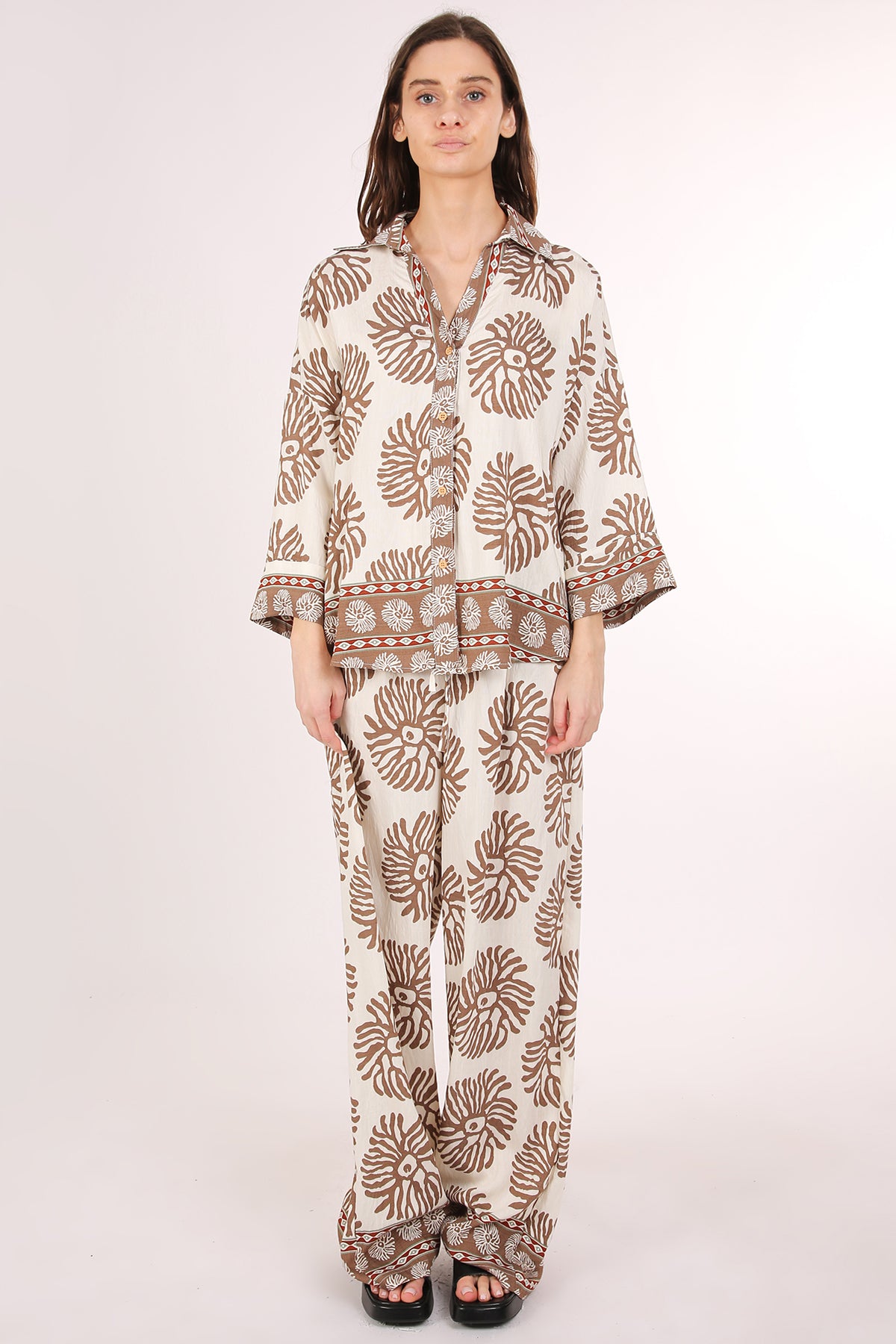 Leander Abstract Printed Linen Top & Pants Set - Shop Beulah Style
