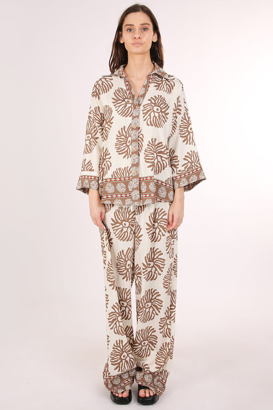 Leander Abstract Printed Linen Top & Pants Set - Shop Beulah Style