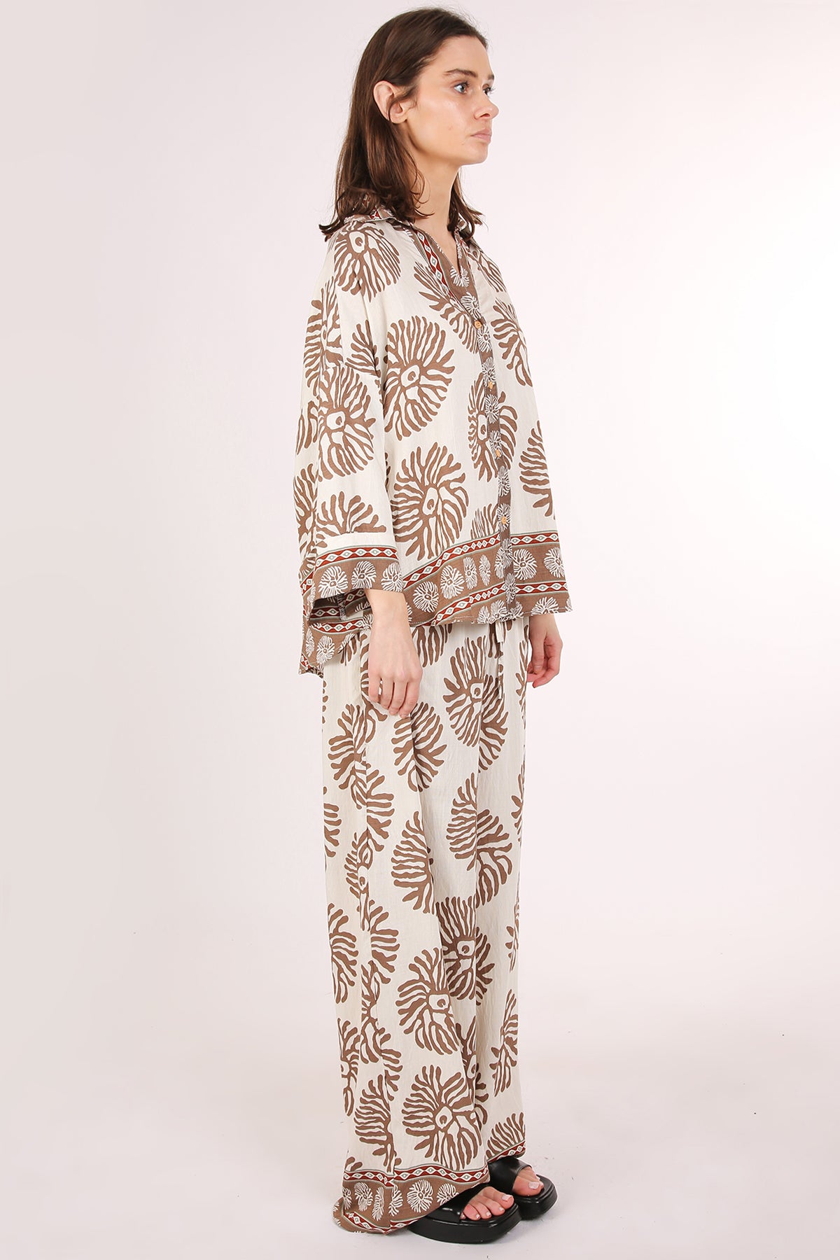 Leander Abstract Printed Linen Top & Pants Set - Shop Beulah Style