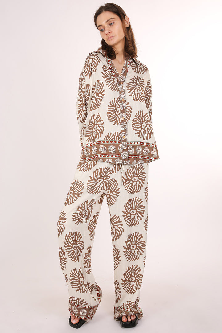 Leander Abstract Printed Linen Top & Pants Set - Shop Beulah Style