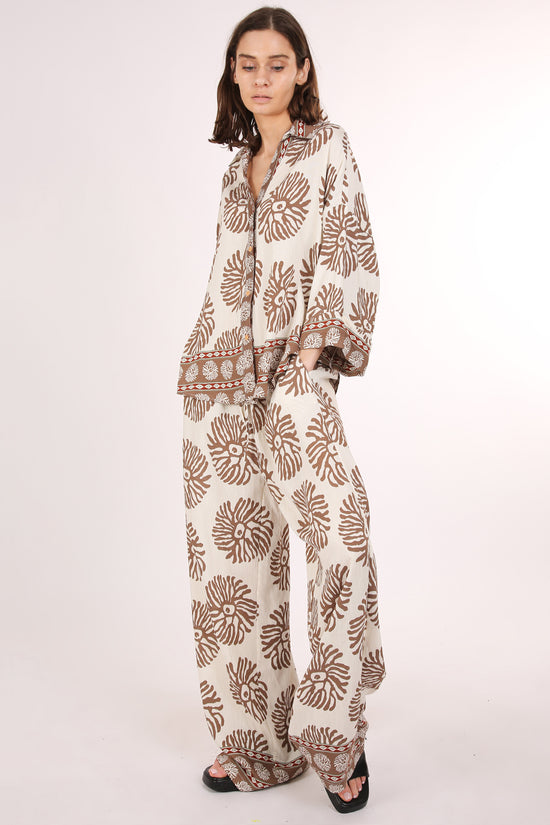 Leander Abstract Printed Linen Top & Pants Set - Shop Beulah Style
