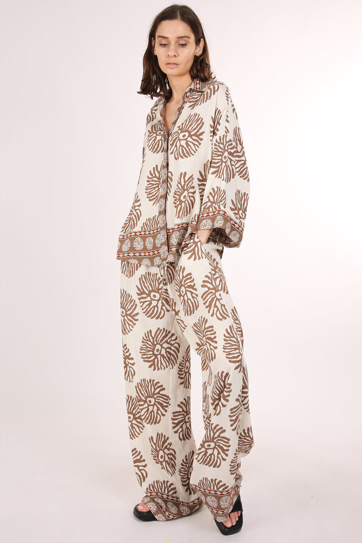 Leander Abstract Printed Linen Top & Pants Set - Shop Beulah Style