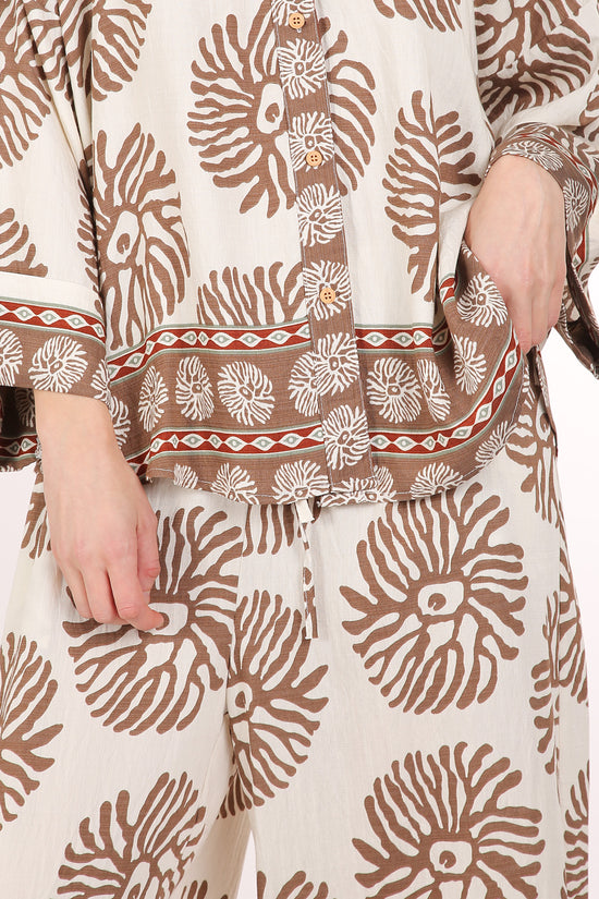 Leander Abstract Printed Linen Top & Pants Set - Shop Beulah Style