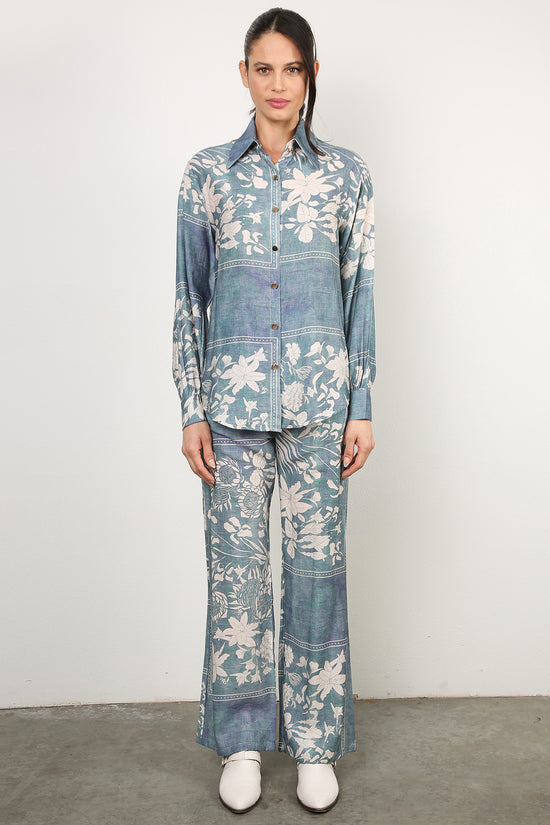 Leon Floral Printed Linen-Style Shirt & Pant Set