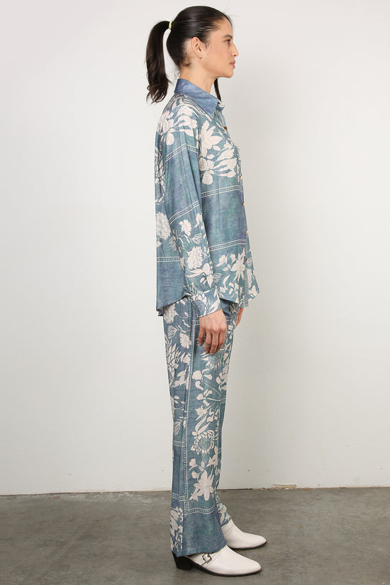 Leon Floral Printed Linen-Style Shirt & Pant Set
