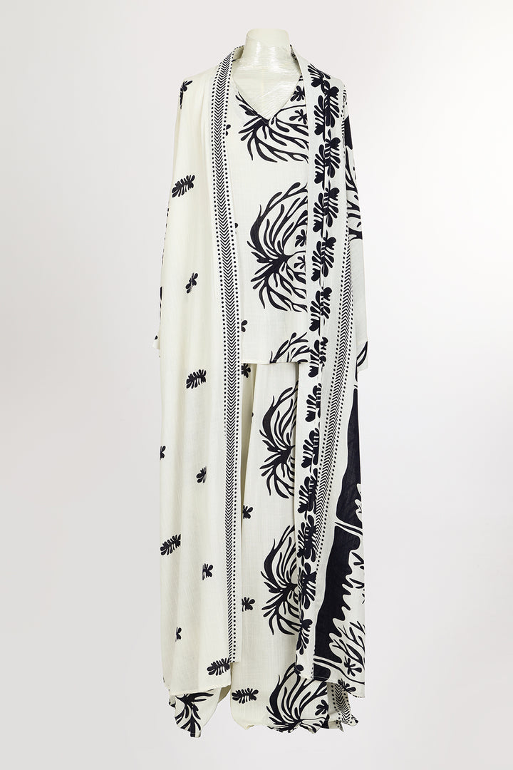 Travis Abstract Foliage Printed Three-Piece Linen Set