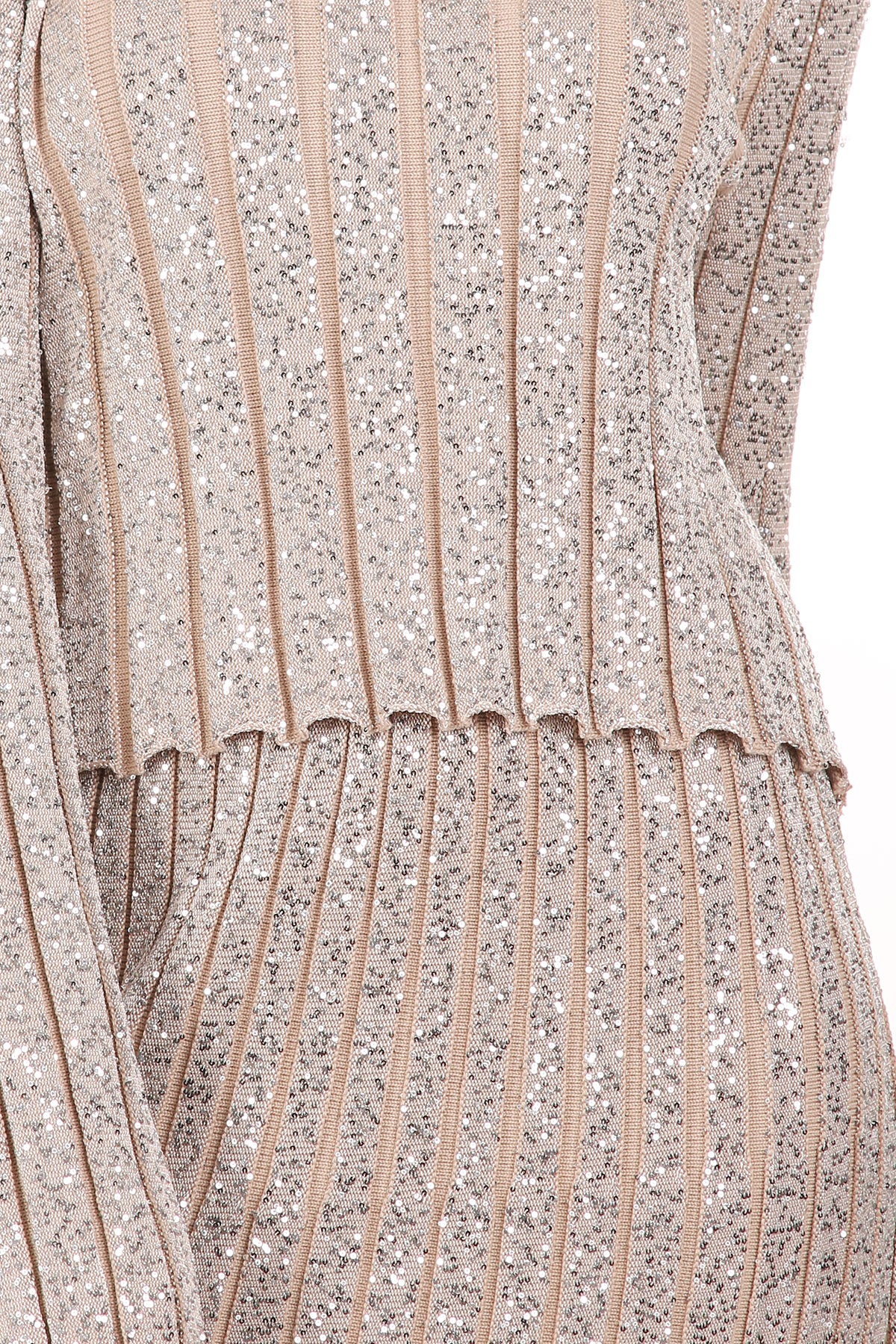 Janet Pleat Sequined Detail Knit Ribbed Top & Skirt Set - Shop Beulah Style