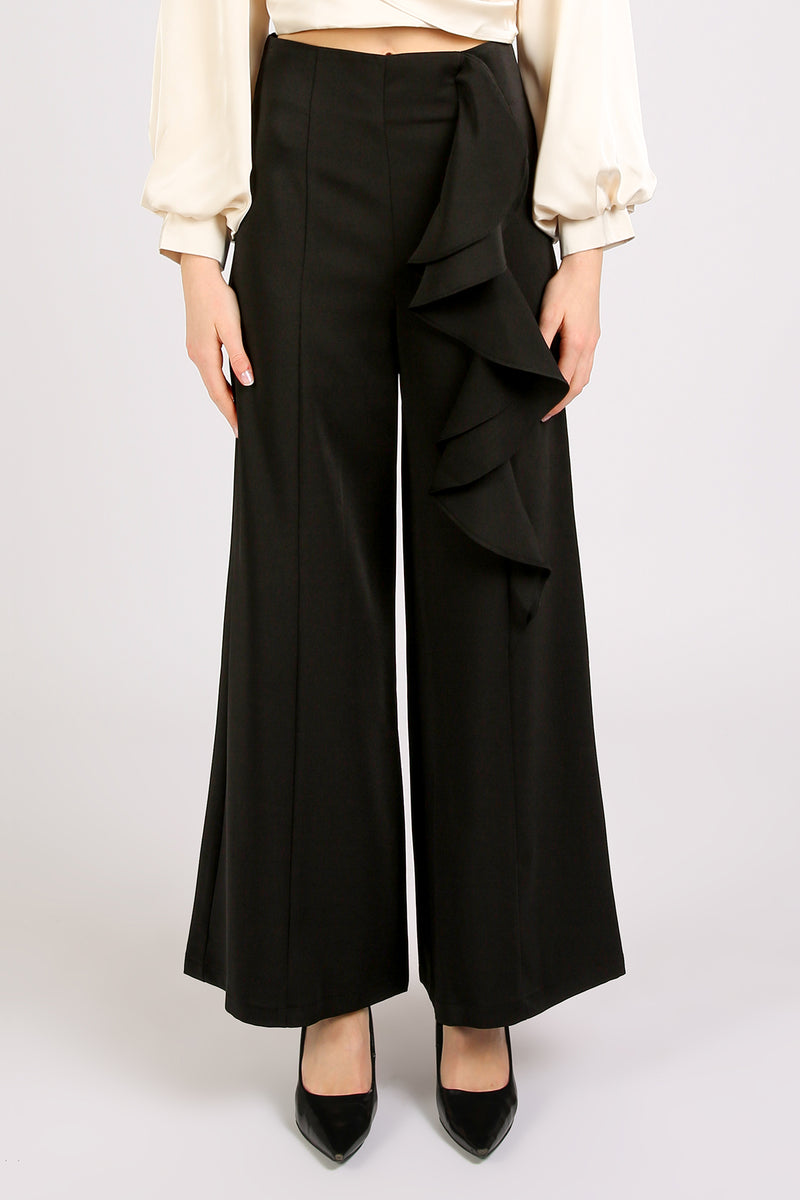 Otto Front Hanging Ruffled Detail Long Dress Pants