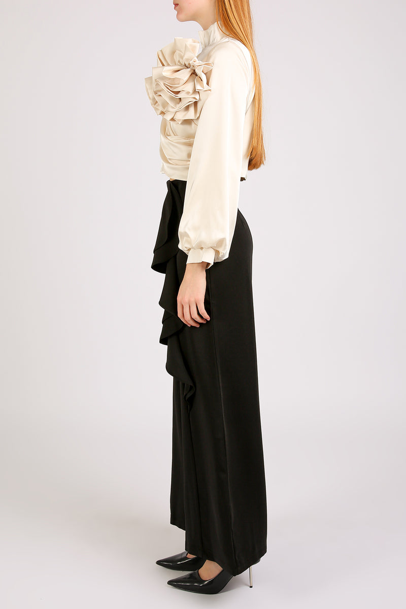 Otto Front Hanging Ruffled Detail Long Dress Pants