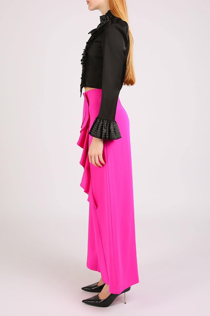 Otto Front Hanging Ruffled Detail Long Dress Pants