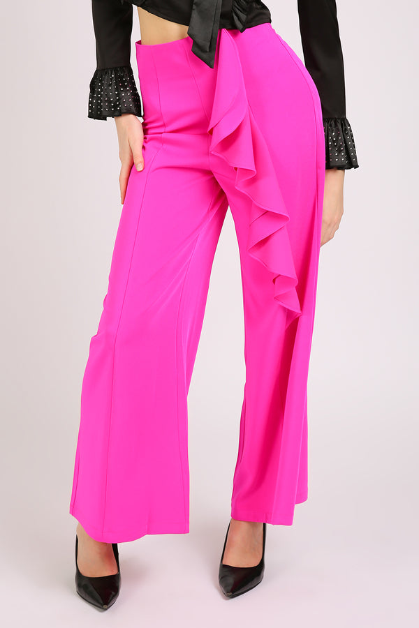 Otto Front Hanging Ruffled Detail Long Dress Pants