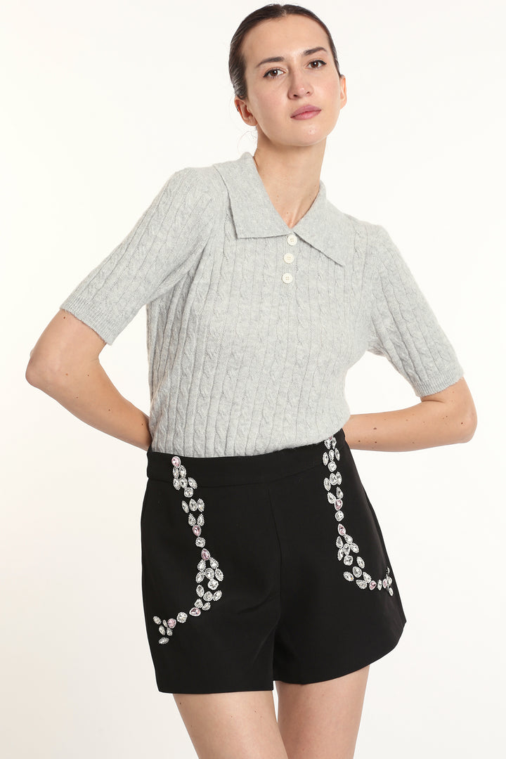 Alice Cable Patterned Henley Knit Top