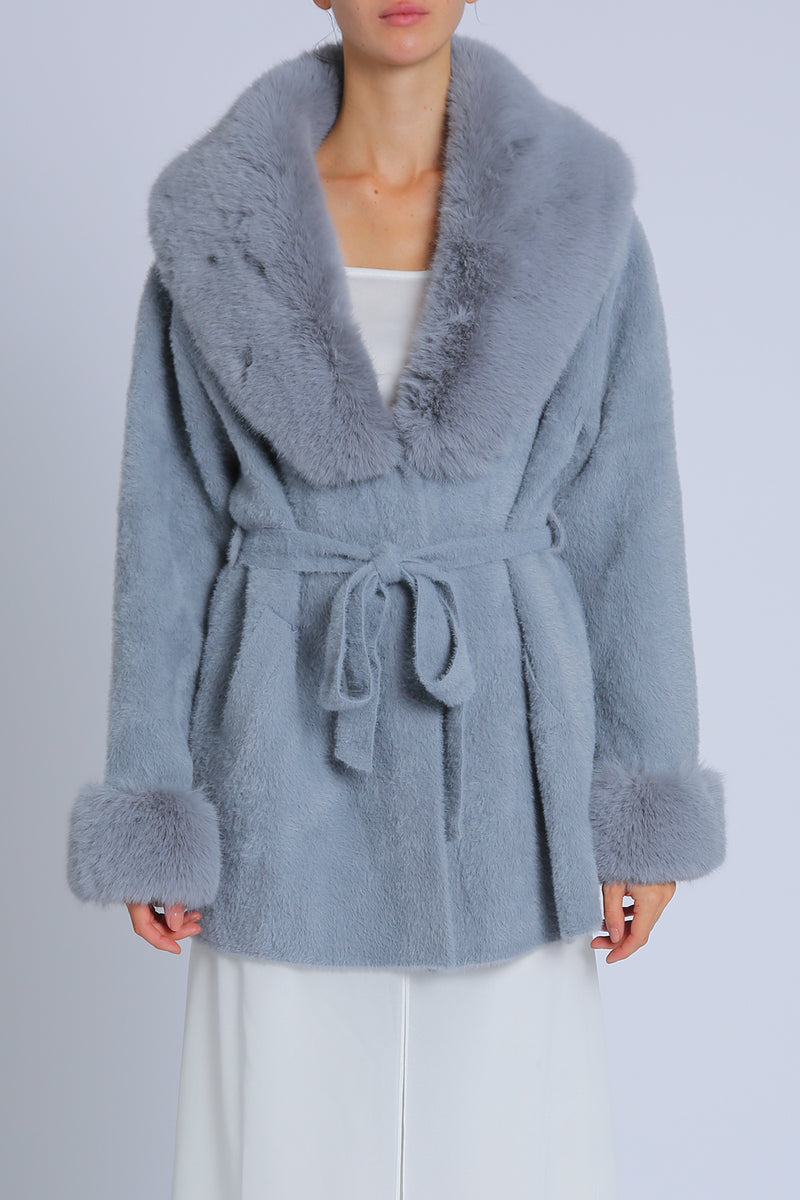 Danica Volume Faux Fur Trim Belted Winter Coat