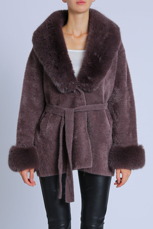 Danica Volume Faux Fur Trim Belted Winter Coat - Shop Beulah Style