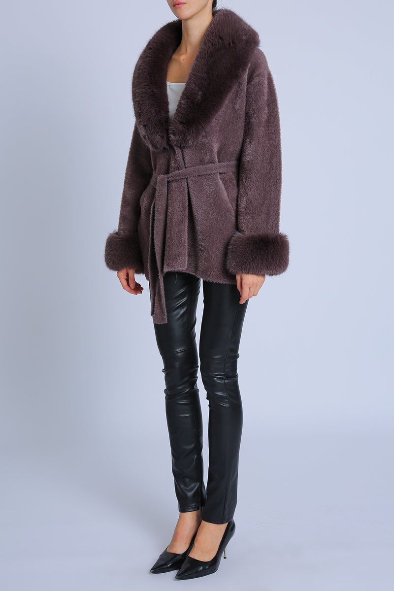 Danica Volume Faux Fur Trim Belted Winter Coat - Shop Beulah Style