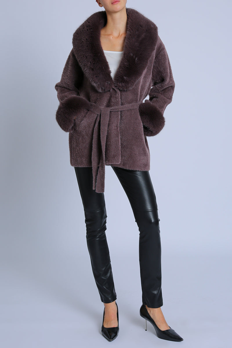 Danica Volume Faux Fur Trim Belted Winter Coat - Shop Beulah Style