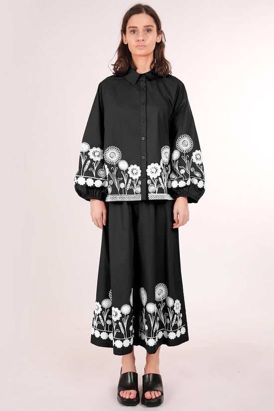 Ellis Floral Embroidered Detail Cotton Top & Pants Set - Shop Beulah Style