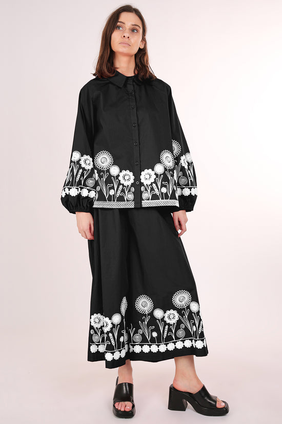 Ellis Floral Embroidered Detail Cotton Top & Pants Set - Shop Beulah Style