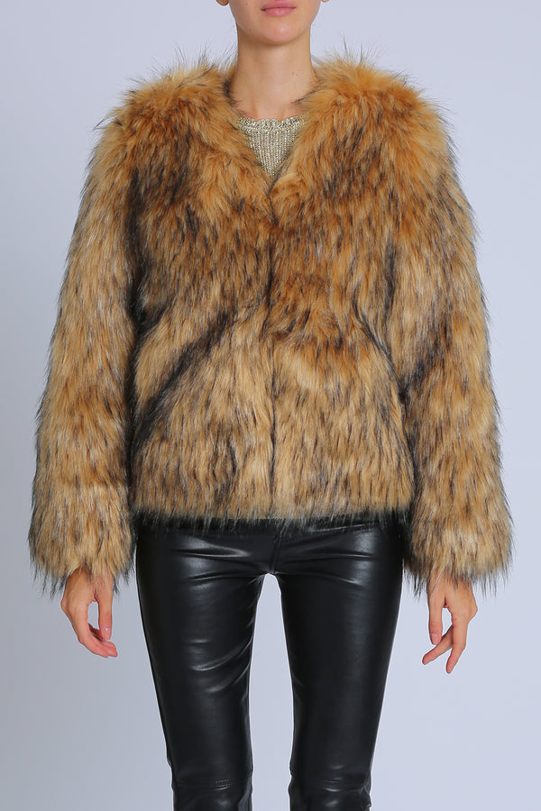 Teagan Faux Fur Heavy Open Cropped Coat - Shop Beulah Style