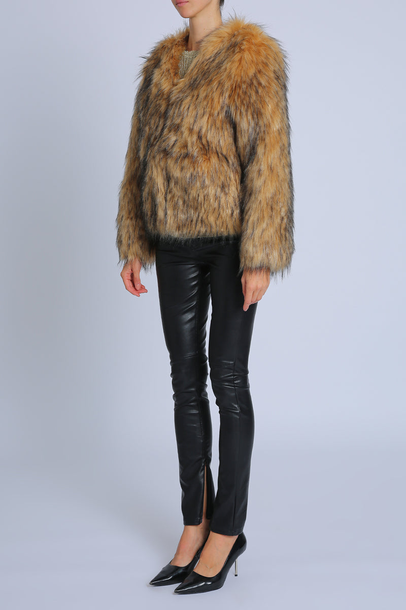 Teagan Faux Fur Heavy Open Cropped Coat - Shop Beulah Style