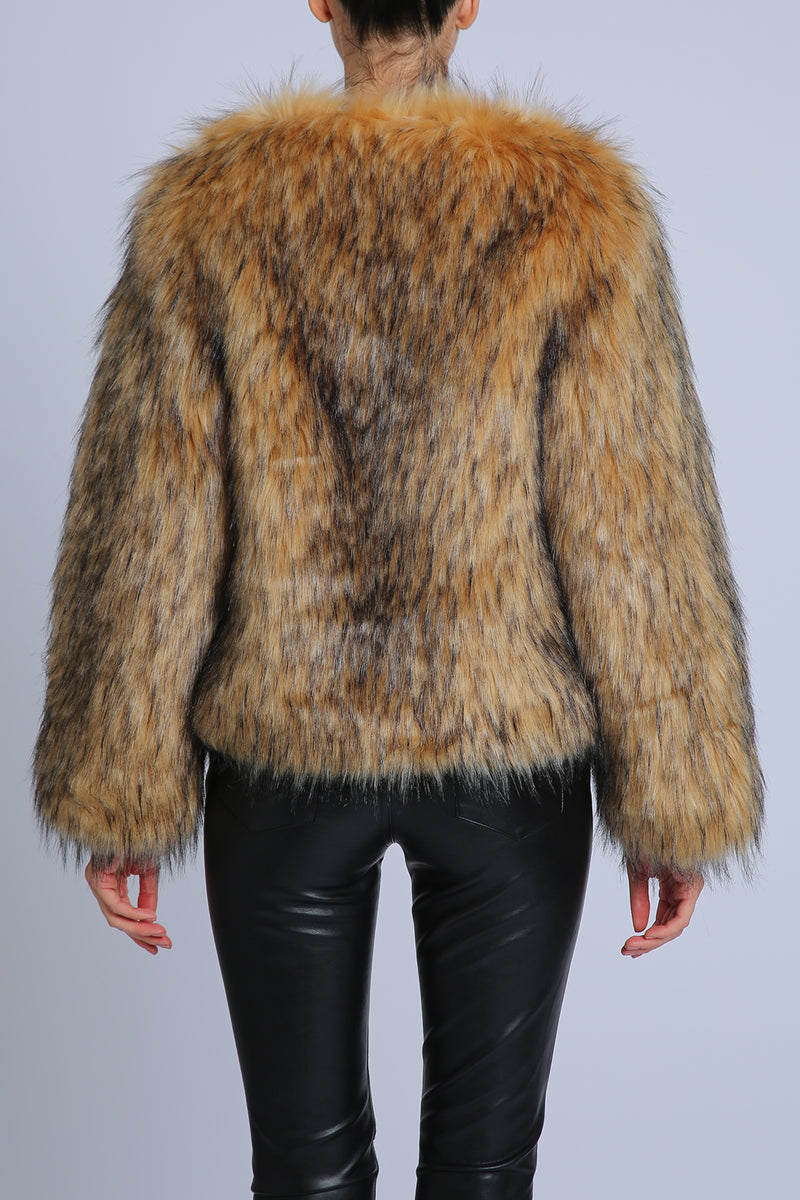 Teagan Faux Fur Heavy Open Cropped Coat - Shop Beulah Style